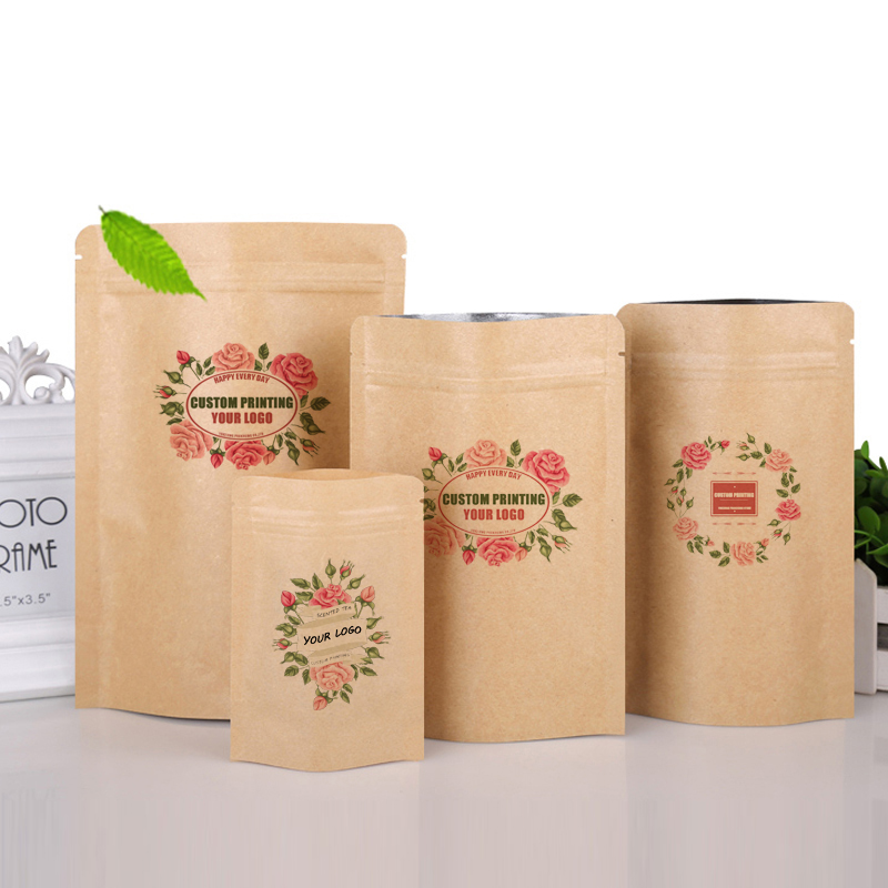 Logo Food Snack - Custom LOGO Brown Kraft Paper Stand