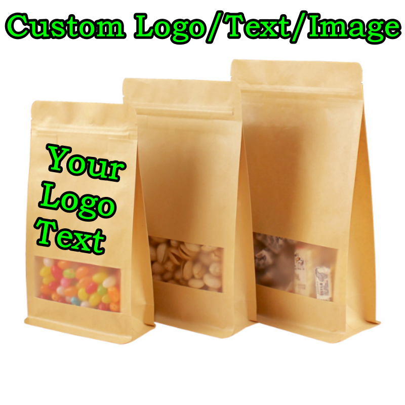 Logo Food Snack - 50PCS 3D Stand-up Kraft Paper Window