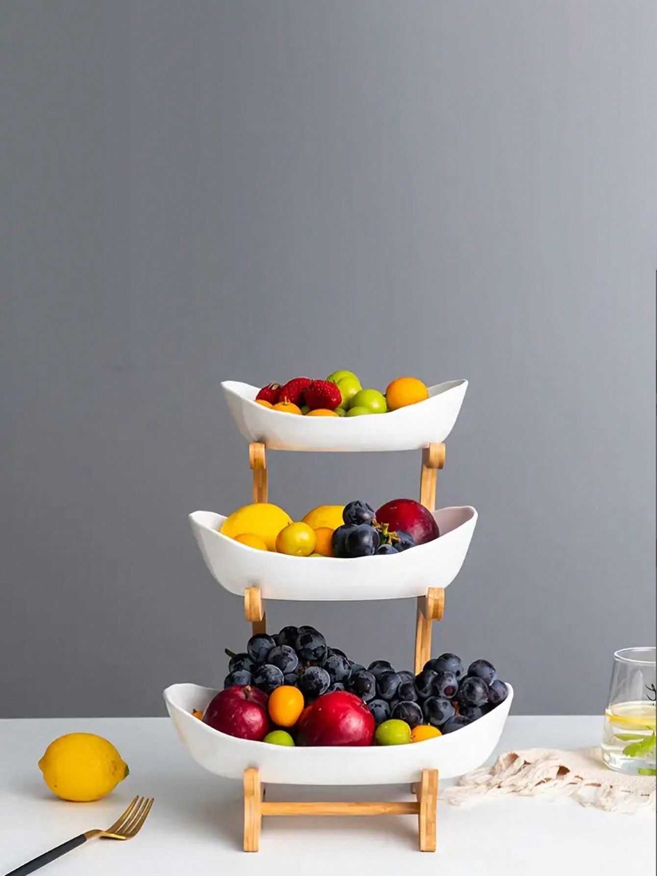Luxury 3-Tier Wooden Fruit Bas - Snacks Food Gift Baskets recension och pris