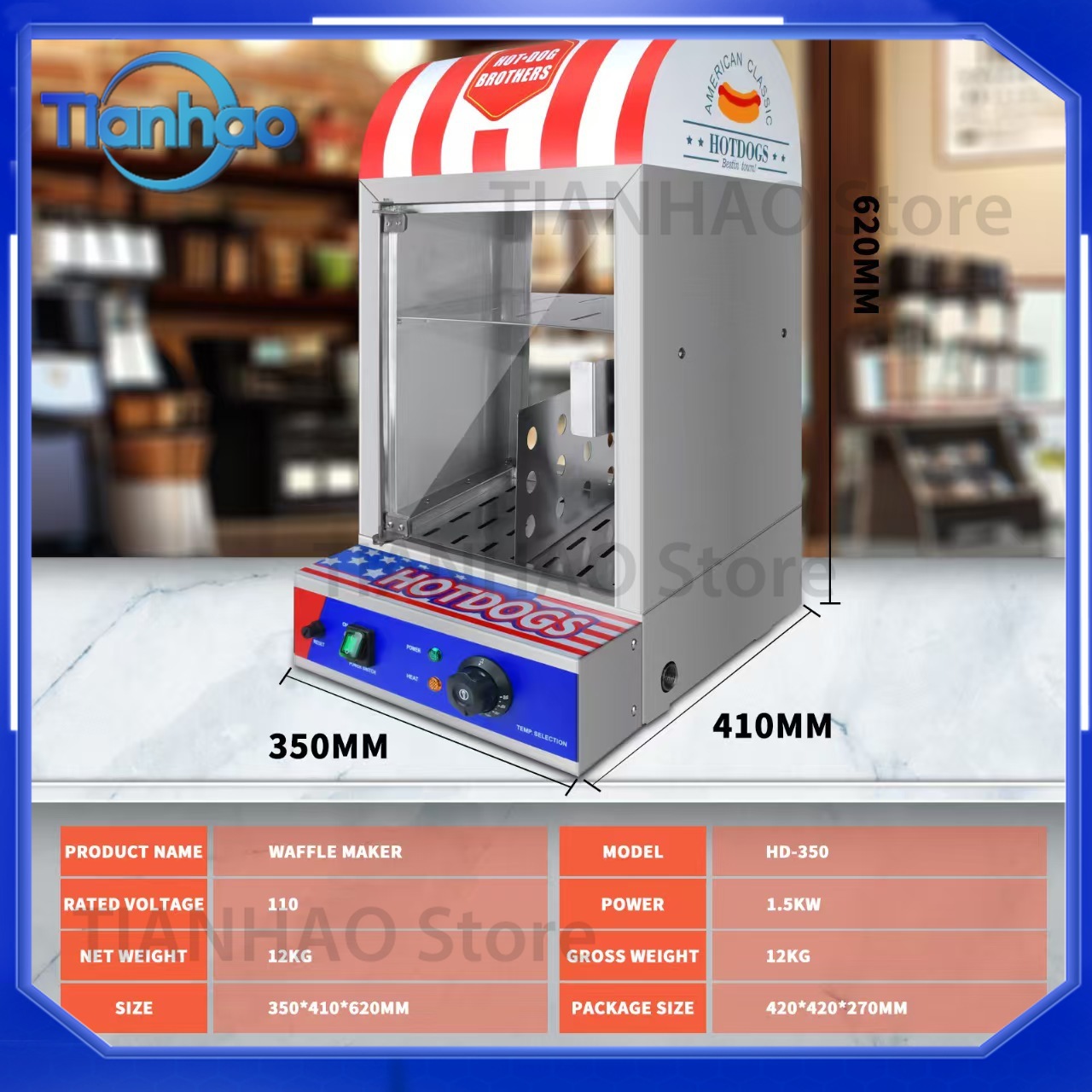 Commercial Automatic Hot Dog B - Snacks Food Warmer recension och pris