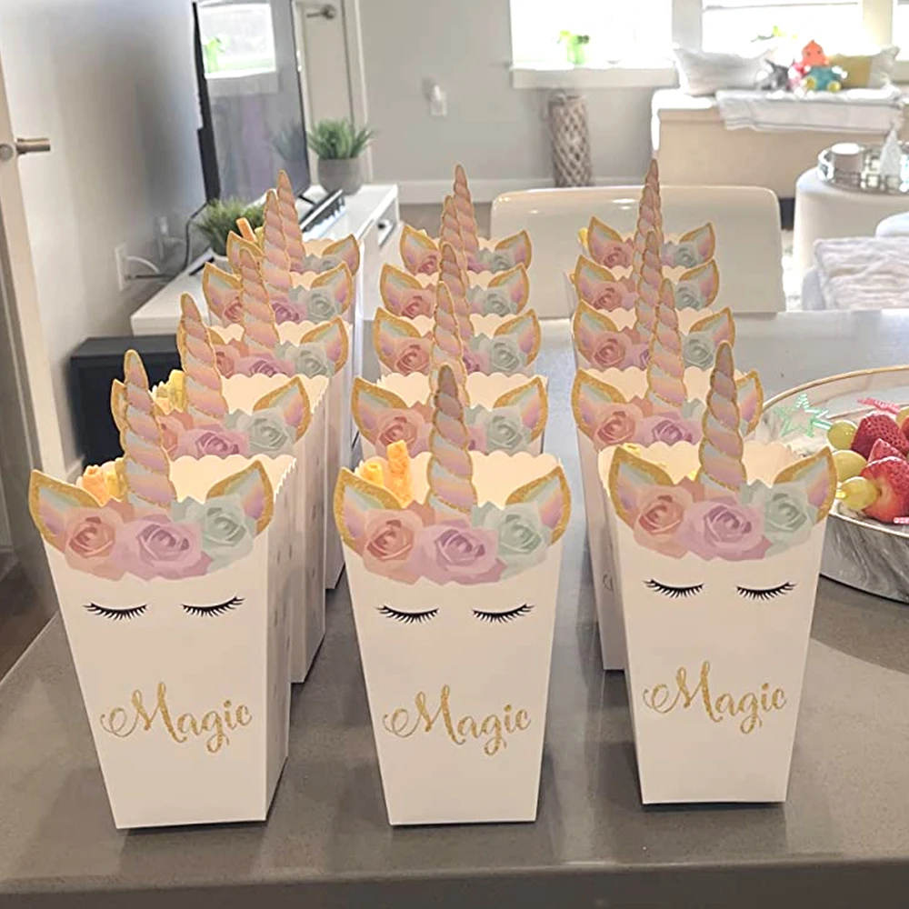 6/12pcs Unicorn Popcorn Box Un - Food Snacks For Baby Shower recension och pris