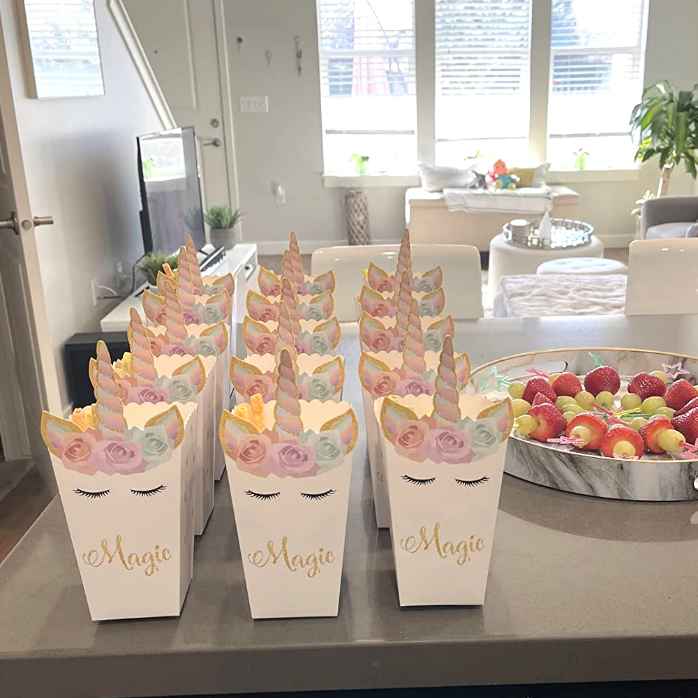 6/12pcs Unicorn Popcorn Box Un - Food Snacks For Baby Shower recension och pris
