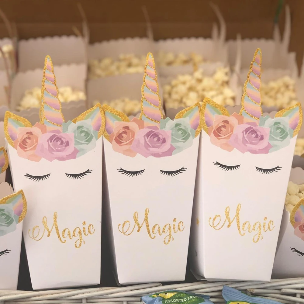 6/12pcs Unicorn Popcorn Box Un - Food Snacks For Baby Shower recension och pris