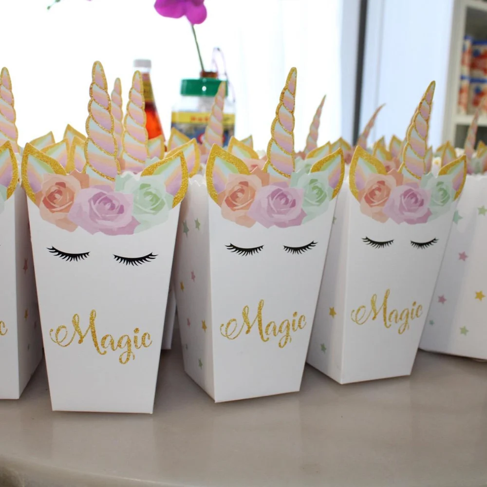 6/12pcs Unicorn Popcorn Box Un - Food Snacks For Baby Shower recension och pris