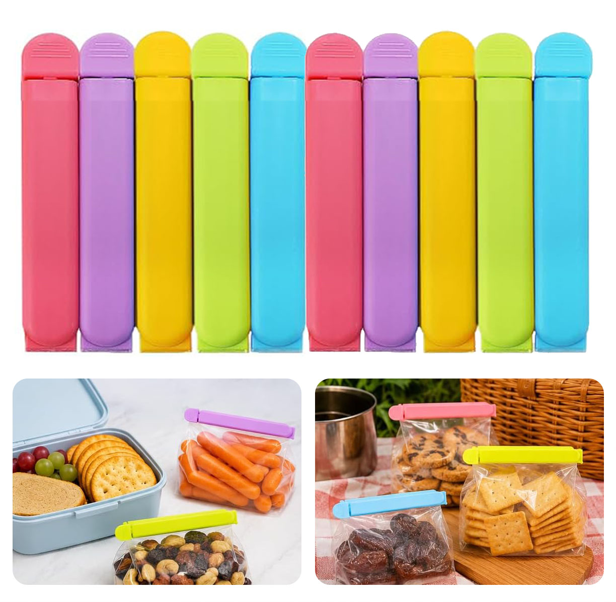 Colorful Food Storage Clips –  - Snacks Food Gift Baskets recension och pris