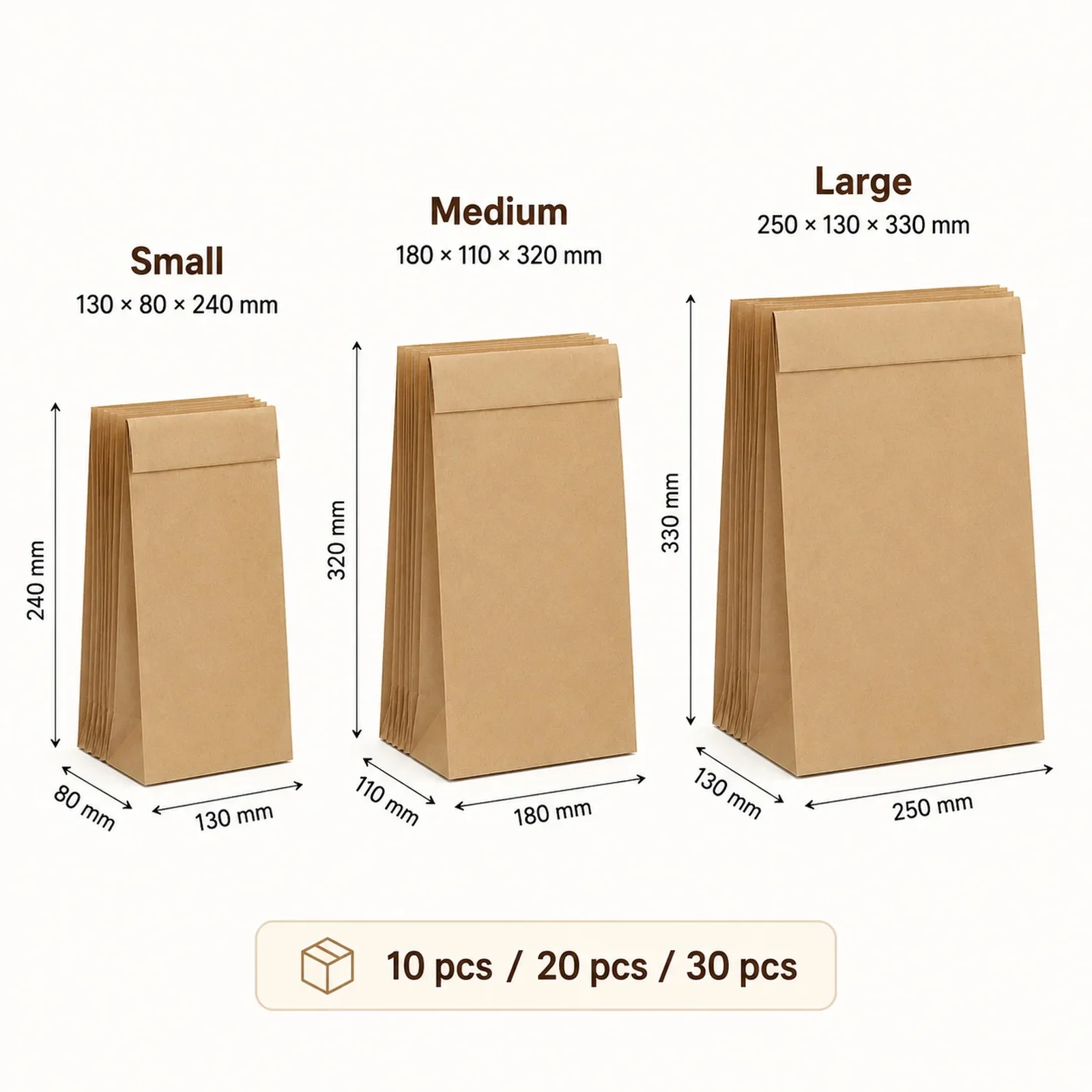 10-30Pcs Small Brown Kraft Pap - Food Snacks For School recension och pris